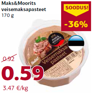 Allahindlus - Maks&Moorits veisemaksapasteet 170 g