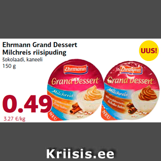 Allahindlus - Ehrmann Grand Dessert Milchreis riisipuding