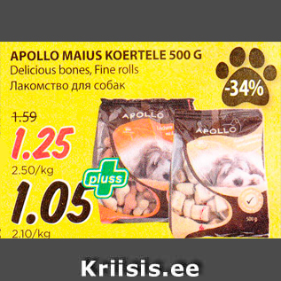 Allahindlus - APOLLO MAIUS KOERTELE 500 G