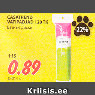 Allahindlus - CASATREND VATIPADJAD 120 TK