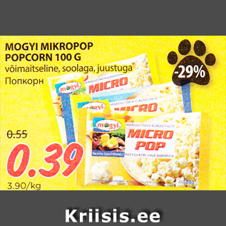 Allahindlus - MOGYI MIKROPOP POPCORN 100 G