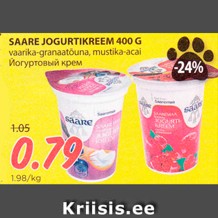 Allahindlus - SAARE JOGURTIKREEM 400 G