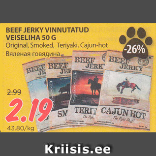 Allahindlus - BEEF JERKY VINNUTATUD VEISELIHA 50 G