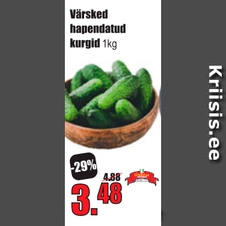 Allahindlus - Värsked hapendatud kurgid 1 kg