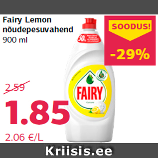 Allahindlus - Fairy Lemon nõudepesuvahend 900 ml