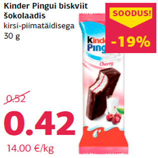 Allahindlus - Kinder Pingui biskviit šokolaadis