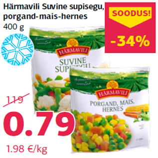 Allahindlus - Härmavili Suvine supisegu, porgand-mais-hernes 400 g