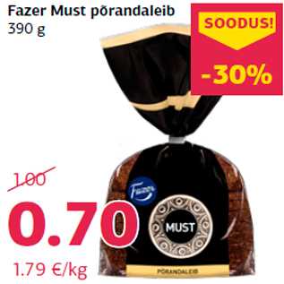 Allahindlus - Fazer Must põrandaleib 390 g