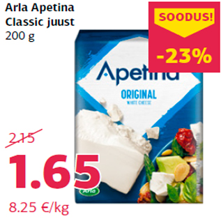 Allahindlus - Arla Apetina Classic juust 200 g