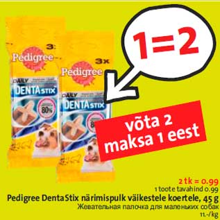 Allahindlus - Pedigree DentaStix närimispulk väikestele koertele, 45 g