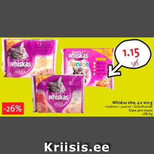 Allahindlus - Whiskas eine, 4 x 100 g