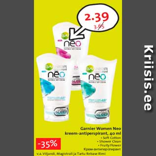 Allahindlus - Garnier Women Neo kreem-antiperspirant, 40 ml