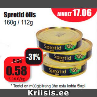 Allahindlus - Sprotid õlis 160g / 112g