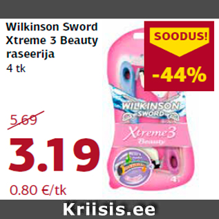 Allahindlus - Wilkinson Sword Xtreme 3 Beauty raseerija 4 tk