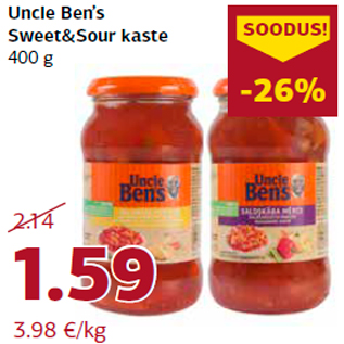 Allahindlus - Uncle Ben’s Sweet&Sour kaste 400 g