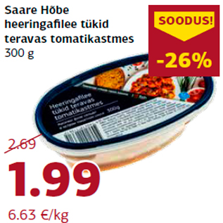 Allahindlus - Saare Hõbe heeringafilee tükid teravas tomatikastmes 300 g