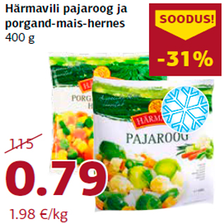 Allahindlus - Härmavili pajaroog ja porgand-mais-hernes 400 g