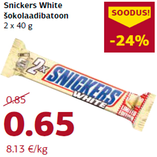 Allahindlus - Snickers White šokolaadibatoon