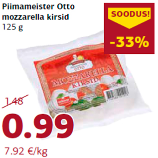 Allahindlus - Piimameister Otto mozzarella kirsid 125 g