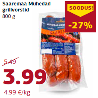 Allahindlus - Saaremaa Muhedad grillvorstid 800 g