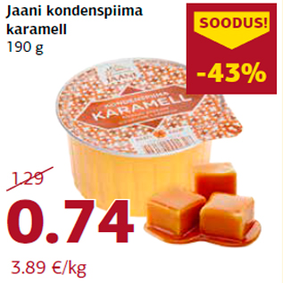 Allahindlus - Jaani kondenspiima karamell 190 g