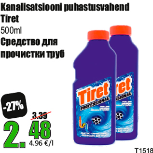 Allahindlus - Kanalisatsiooni puhastusvahend Tiret 500ml