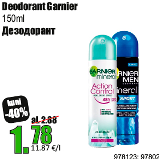 Allahindlus - Deodorant Garnier 150ml