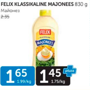 Allahindlus - FELIX KLASSIKALINE MAJONEES 830 G