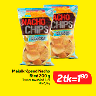 Allahindlus - Maisikrõpsud Nacho Rimi 200 g