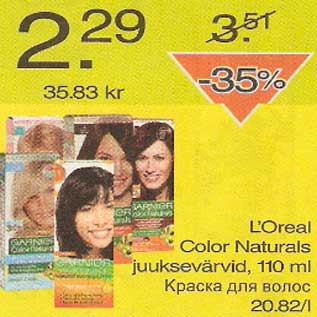 Allahindlus - L`Oreal Color Naturals juuksevärvid