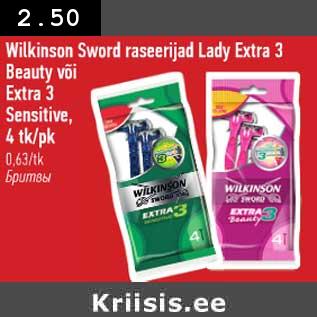 Allahindlus - Wilkinson Sword raseerijad Lady Extra 3 Beauty või Extra 3 Sensitive,