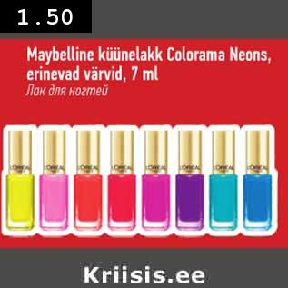 Allahindlus - Maybelline küünelakk Colorama Neons,