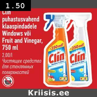 Allahindlus - Clin puhastusvahend klaaspindale Windows või Fruit and Vinegar