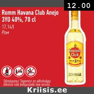 Allahindlus - Rumm Havana Club Anejo 3Y0