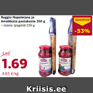 Allahindlus - Reggia Napoletana ja Arrabbiata pastakaste 350 g