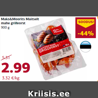 Allahindlus - Maks&Moorits Maitselt mahe grillvorst 900 g