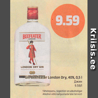 Allahindlus - Gin Beefeater London Dry