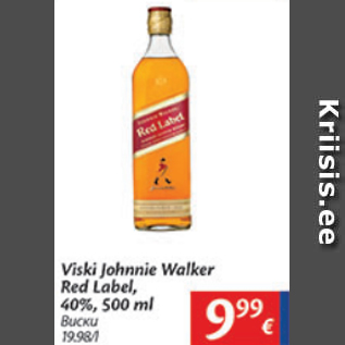 Allahindlus - Viski Johnnie Walker Red Label, 40%, 500 ml