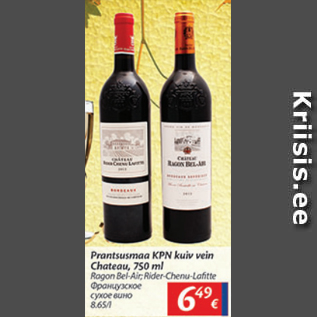 Allahindlus - Prantsusmaa KPN kuiv vein Chateau, 750 ml