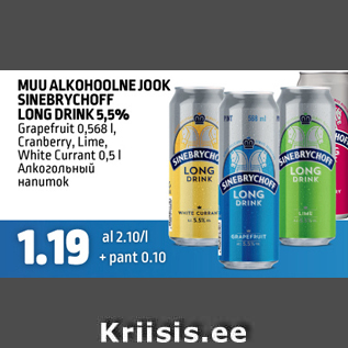 Allahindlus - Muu alkohoolne jook Sinebrychoff Long Drink 5,5%