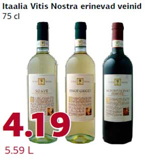 Allahindlus - Itaalia Vitis Nostra erinevad veinid 75 cl