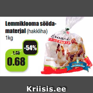 Allahindlus - Lemmiklooma söödamaterjal (hakkliha) 1 kg