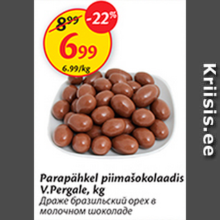 Allahindlus - Parapähkel piimašokolaadis V.Pergale, kg