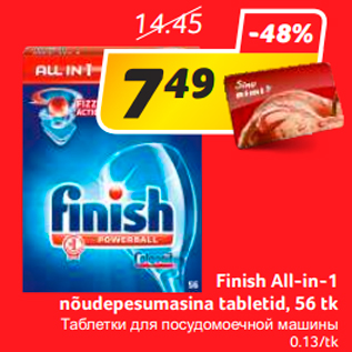 Allahindlus - Finish All-in-1 nõudepesumasina tabletid, 56 tk