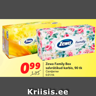 Allahindlus - Zewa Family Box salvrätikud karbis, 90 tk