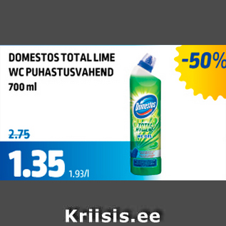 Allahindlus - DOMESTOS TOTALLIME WC PUHASTUSVAHEND 700 ml