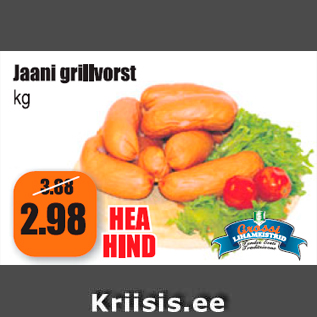 Allahindlus - Jaani grillvorst kg