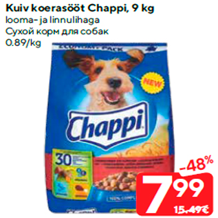 Allahindlus - Kuiv koerasööt Chappi, 9 kg