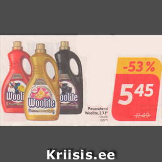 Allahindlus - Pesuvahend Woolite, 2,7 l