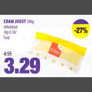 Allahindlus - EDAM JUUST 500g viilutatud